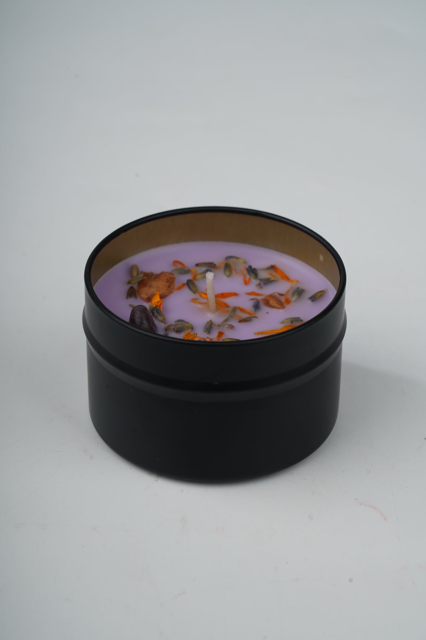 Scented Intention Candles | Crystal Tin Candles for Relaxation & Healing | 4 Scents: Vanilla, Berry, Rosemary, Lavender Eucalyptus