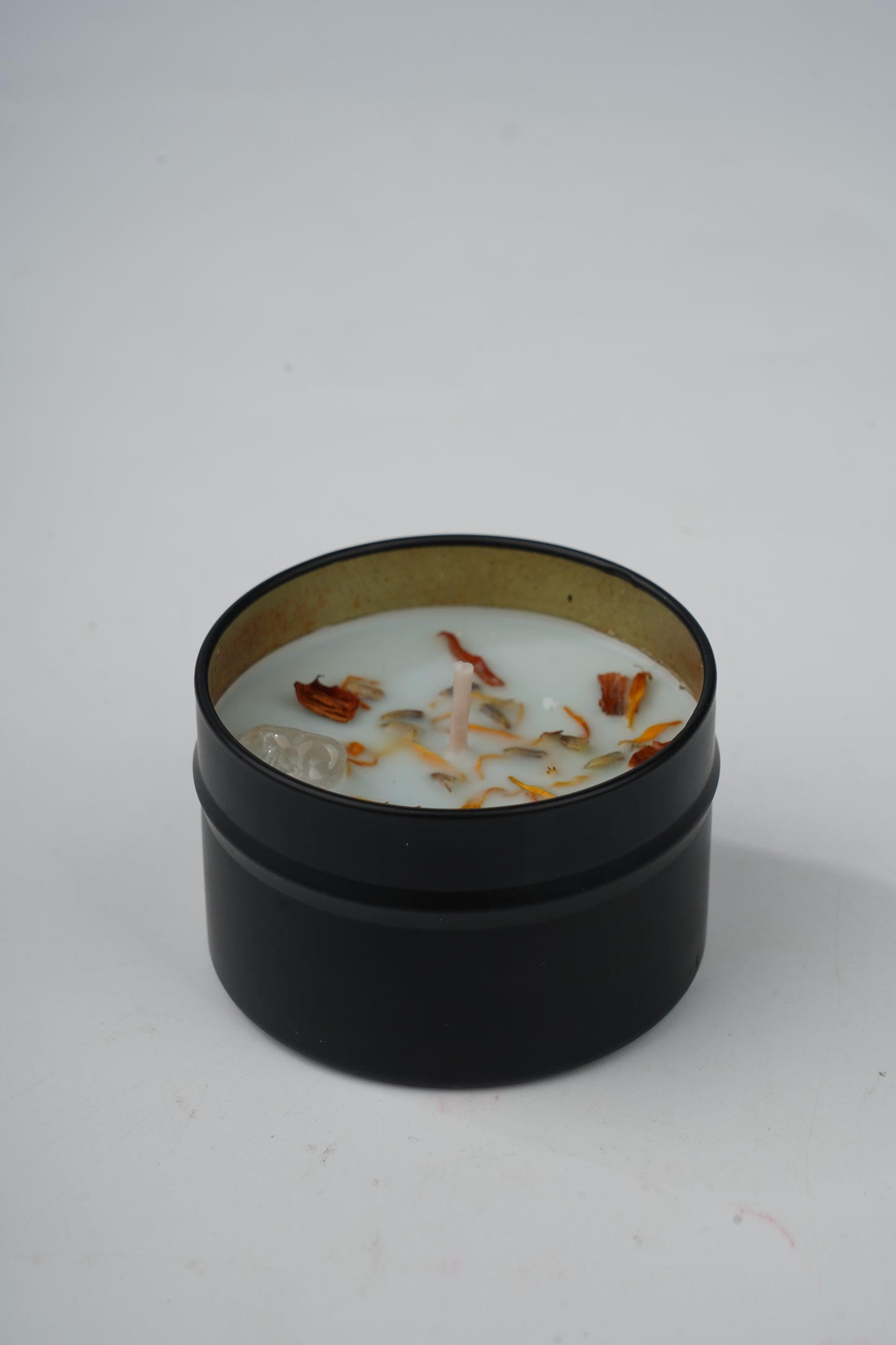 Scented Intention Candles | Crystal Tin Candles for Relaxation & Healing | 4 Scents: Vanilla, Berry, Rosemary, Lavender Eucalyptus