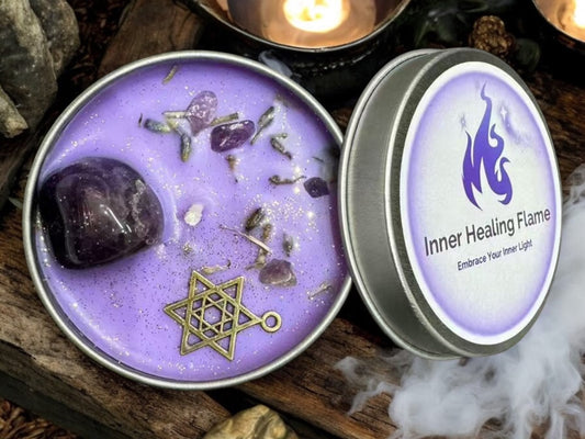 Healing Ritual Candle – Inner Peace, Emotional Balance & Spiritual Recovery | Amethyst Crystal Energy Candle