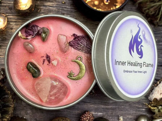 Beauty Attraction Ritual Candle – Boost Charm, Feminine Energy & Romantic Appeal | Pink Crystal Energy Candle